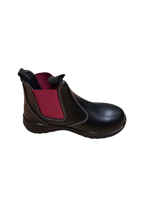 BOOT SAFETY LADIES DAISY PULL ON BLACK & PINK SIZE 3,4,5,6,8