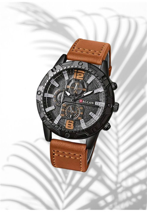 Brown leather strap Raglan Watch -For Him