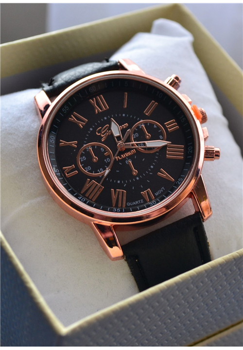 Black & Rose Gold watch for women