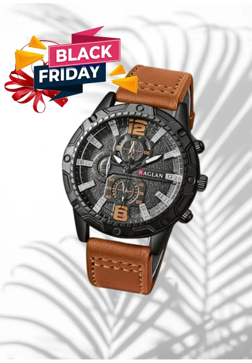 Brown leather strap Raglan Watch -For Him