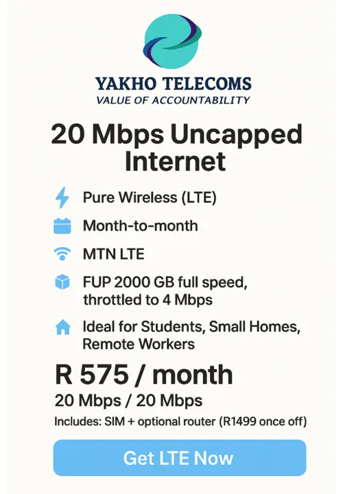 20mpbs Uncapped Fixed LTE