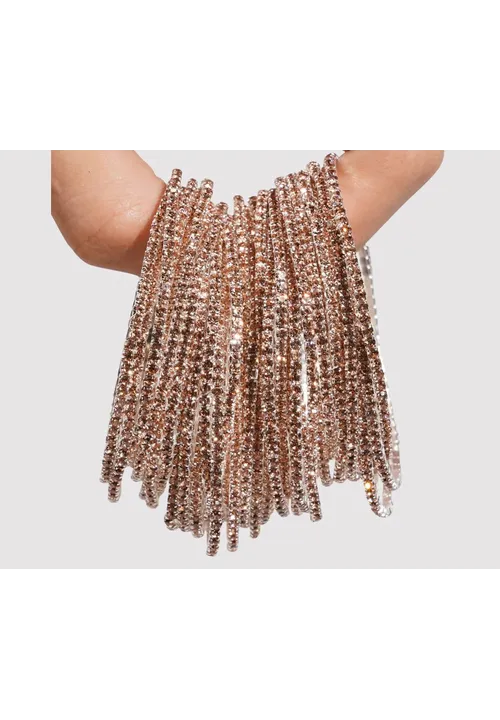 Diamante Bracelet Pack of 10 - Peach on Silver 