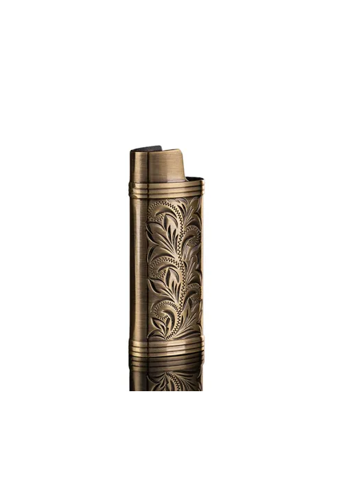 Lighter Cover Leaves - Brushed Bronz