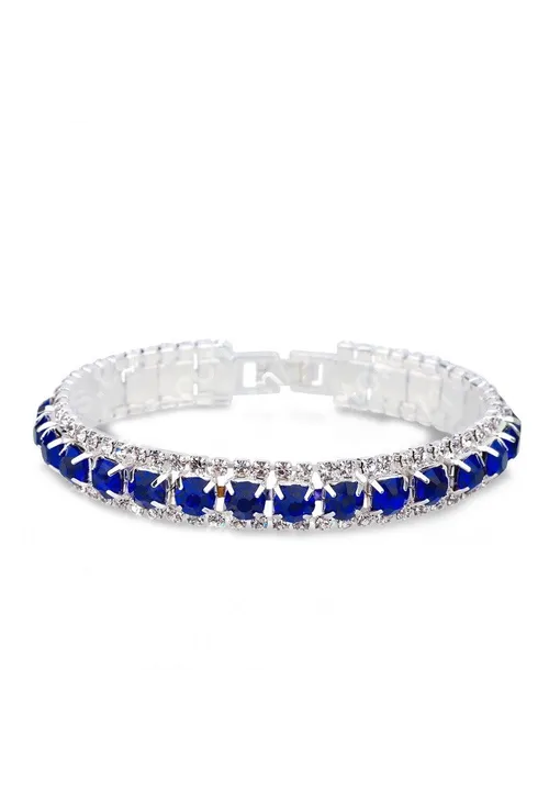 Diamante Bracelet - White and Sapphire Colour with clasp