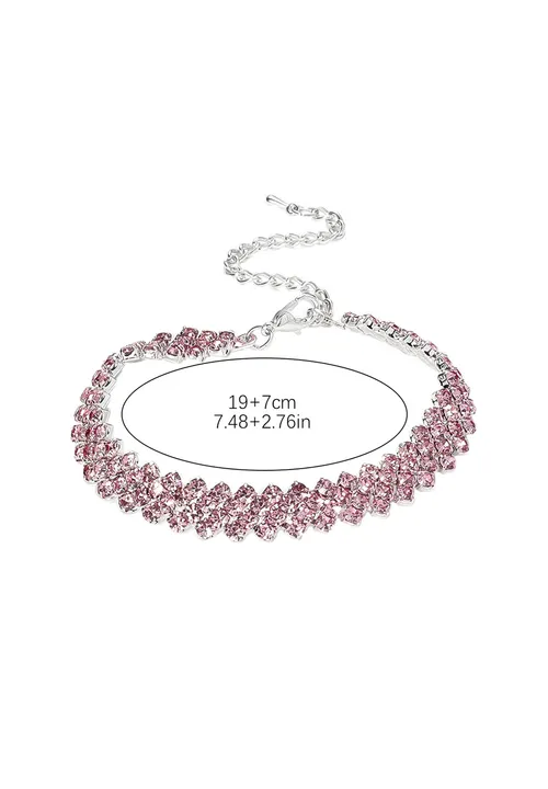 Diamante Bracelet - Pink with clasp