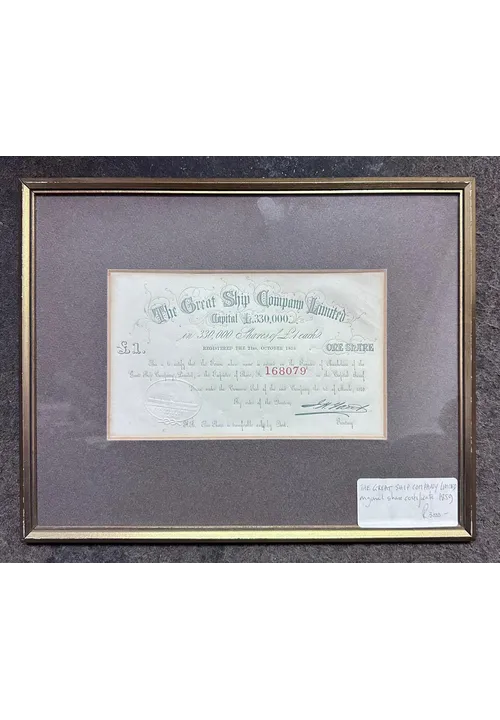 THE GREAT SHIP COMPANY LIMITED CAPITAL Share Certificate