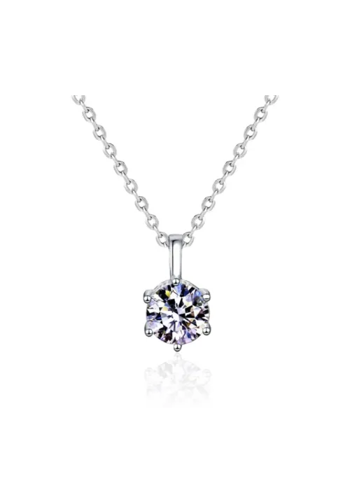 Sterling Silver Brilliant Solitaire Necklace 