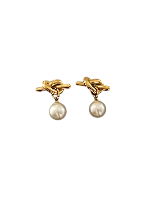 Knot and Pearl stud Earrings