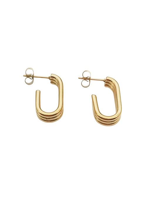 Triple Ridge Stainless Steel Hoop Earrings 