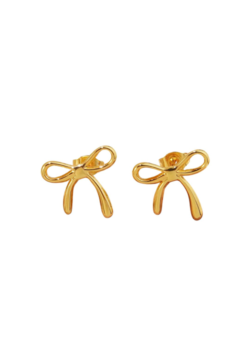 Golden Bow Stud Earrings 