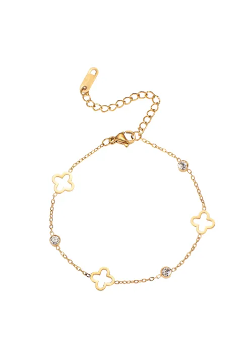 Clover Charm Stainless Steel Bracelet