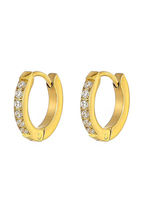 Lustre Pavé Stainless Steel Huggies