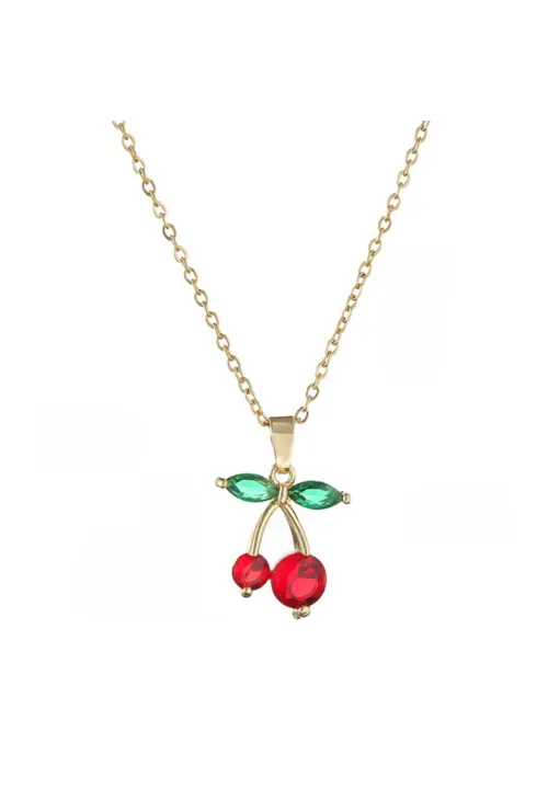 Sweet Cherry Stainless Steel Necklace