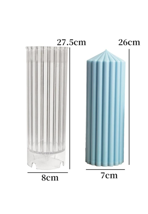 Acrylic Ribbed Nordic Design Pillar Candle Mould 7 x 26 cm