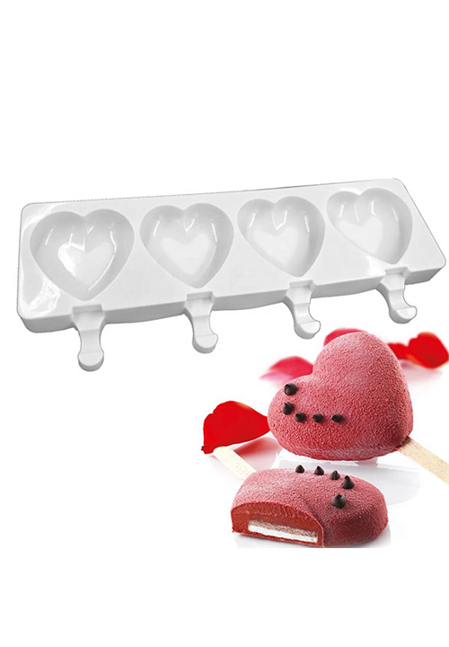 4 Cavity Heart Cakesicle Mould