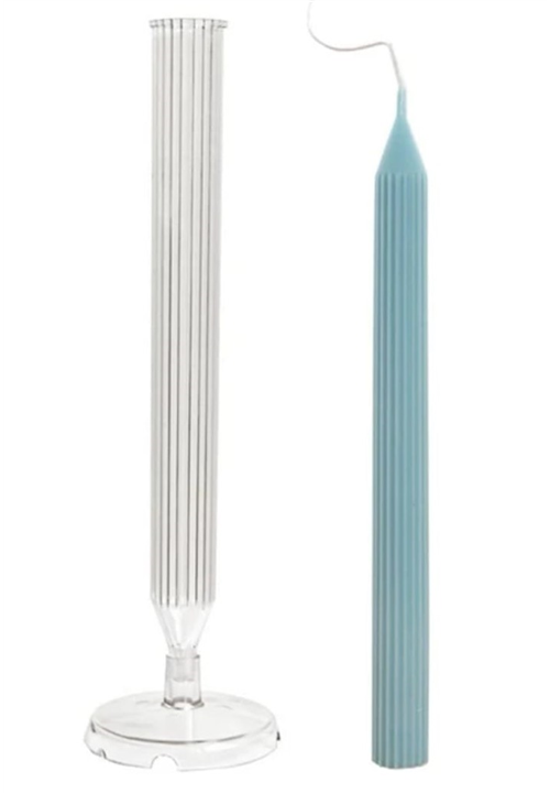 Acrylic Pencil Shape Ribbed Pillar Candle Mould