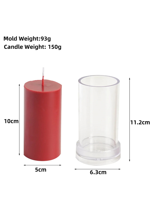 Acrylic Plain Pillar Candle Mould (5 x 10 cm)