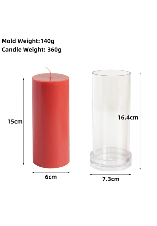 Acrylic Plain Pillar Candle Mould (6 x 15 cm)