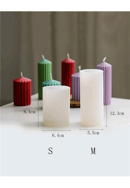 RIBBED DESIGN SILICONE PILLAR CANDLE MOULD ROMAQO