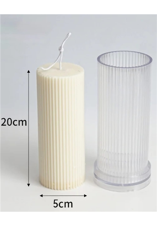 Acrylic Ribbed Design Pillar Candle Mould (5 x 20 cm)