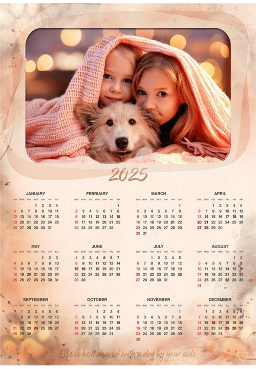 Calendar 2025 - By My Side, Peach