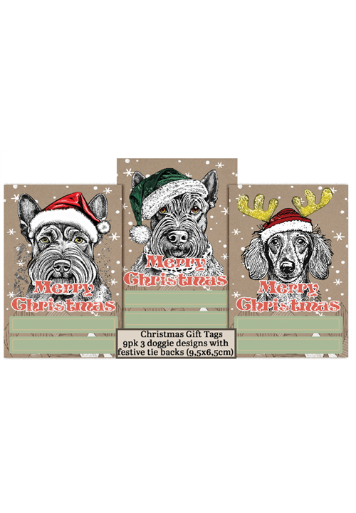  9pk Christmas Dog-Theme Gift Tag 