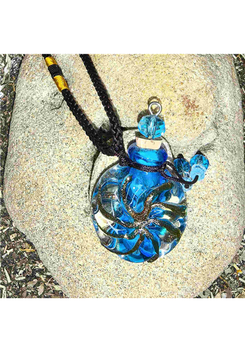 BLUE GLASS POTION BOTTLE NECKLACE