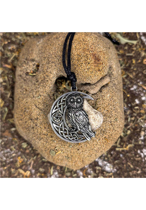 OWL AND MOON CRESCENT PENDANT AND CHAIN