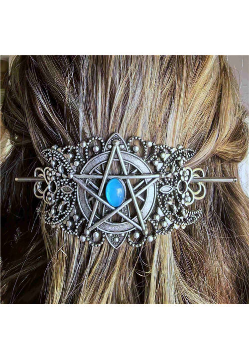 WICCAN BLUE PENTACLE HAIR PIN
