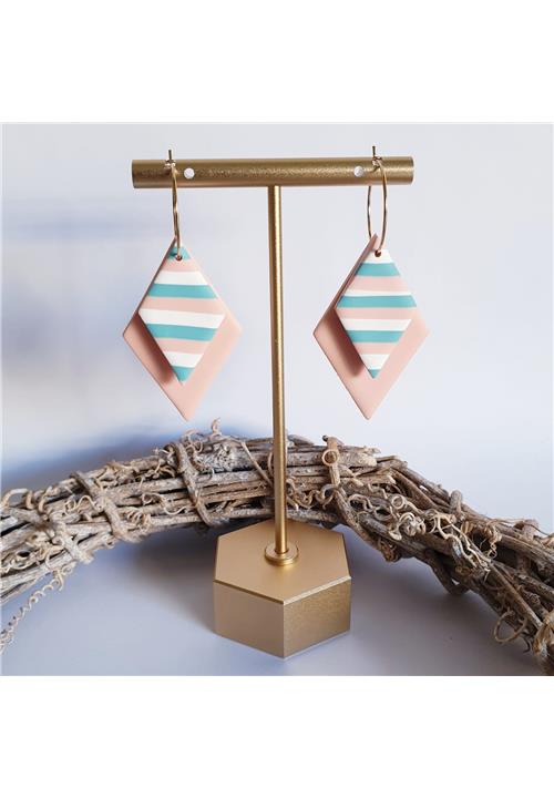 STRIPED CORAL DANGLE SET - POLYMER CLAY EARRINGS