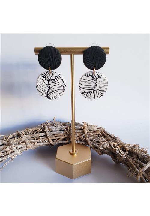 BLACK AND WHITE DANGLE SET - POLYMER CLAY EARRINGS