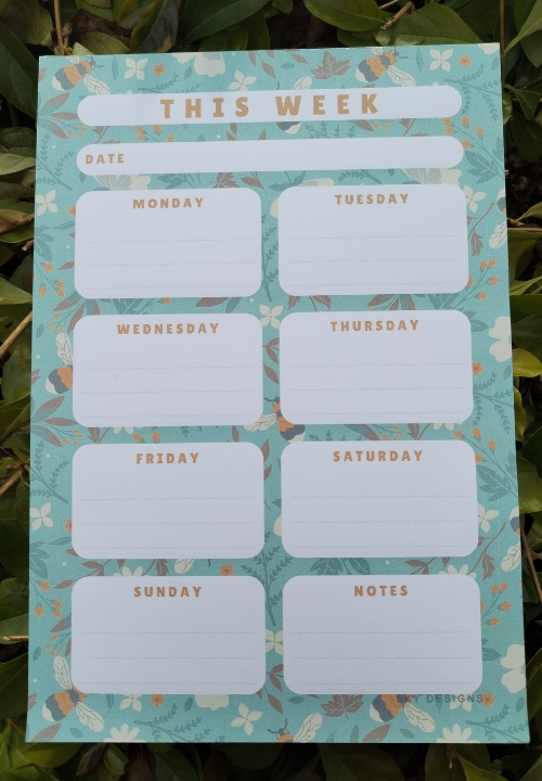 Green Bees | Weekly Planner Notepad | A5